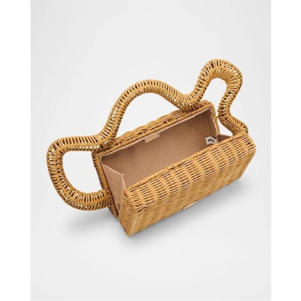 Cult Gaia Elsa Wavy Rattan Clutch Bag- Wearable Abstract  Art Wick Rattan - Picture 3 of 8